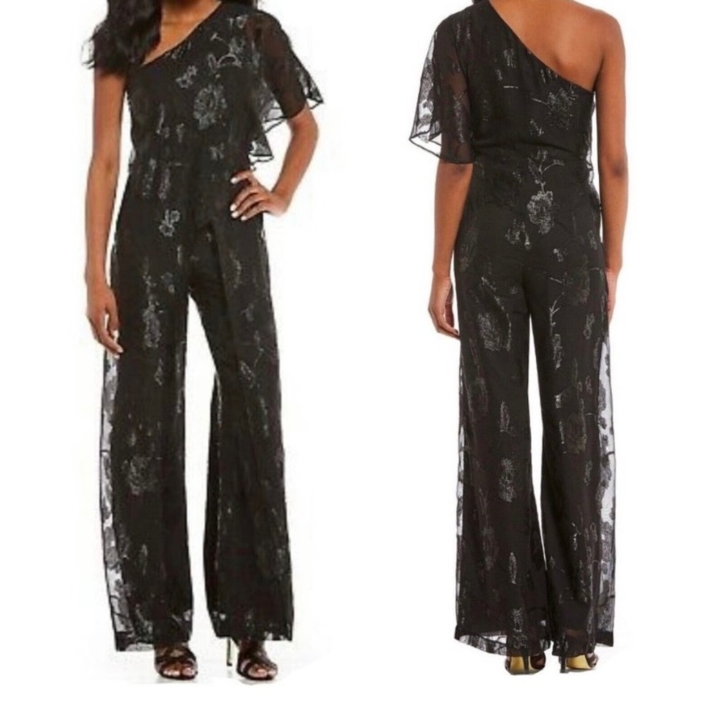 Adrianna papell,one shoulder jumpsuit, black, zize 6